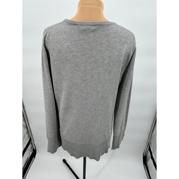 Premise‎ Womens Gray Crew Neck Long Sleeve Button Cuff Knit Sweater - M - Picture 2 of 8